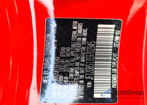 2025 Subaru Brz Ts from USA, damaged, VIN JF1ZDBS13S9702945